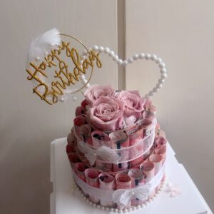 Rose money birthday Gift Cake 永生花鈔票蛋糕